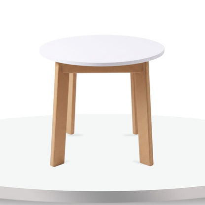 Mesa En Madera Infantil Redonda Blanca