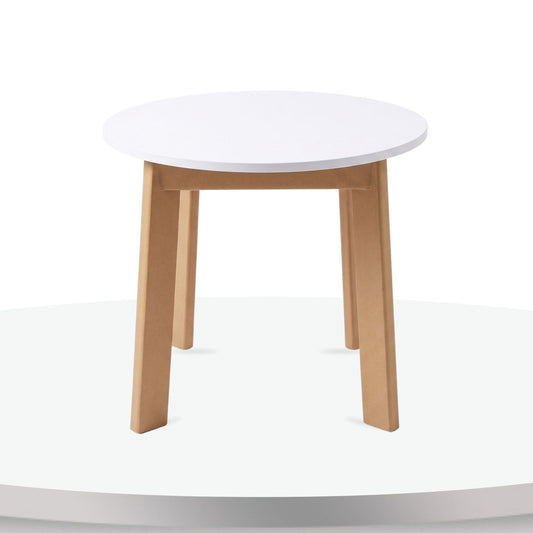 Mesa En Madera Infantil Redonda Blanca