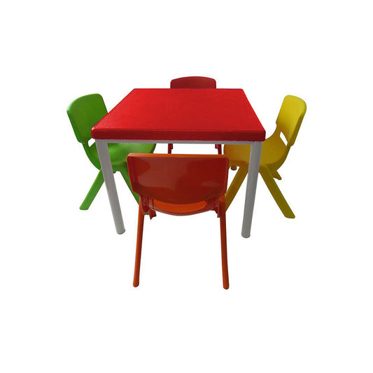 Mesa Infantil Andy roja con 4 Sillas Andy multicolor
