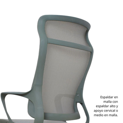Silla De Oficina Slim Malla Presidente 139X48X52 Verde