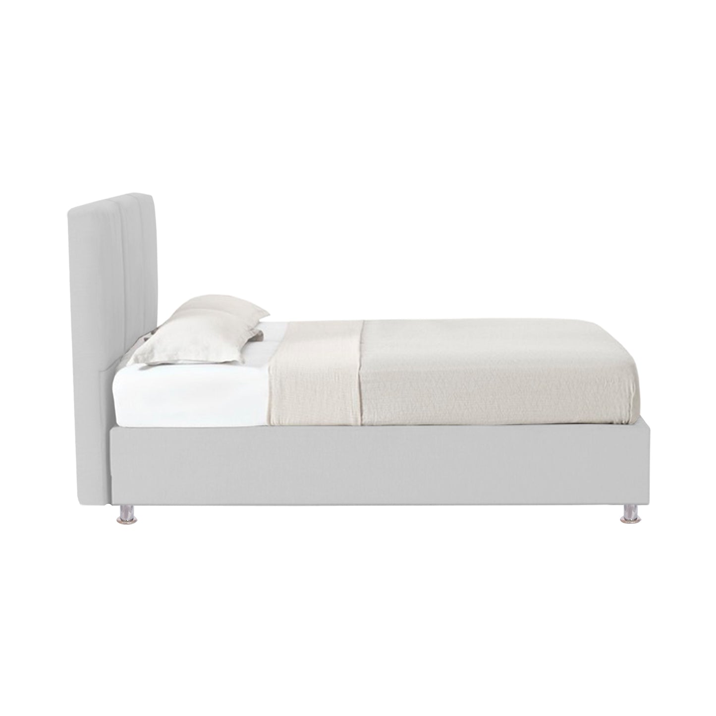 Base Cama Con Espaldar Sencillo Pretty  Gris Perla