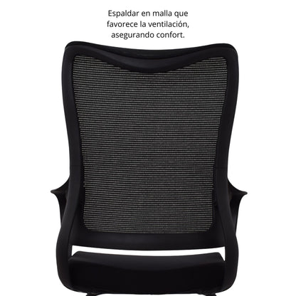 Silla De Oficina Slim Interlocutora Gerente 102X49X52 Negra