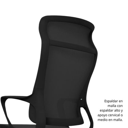 Silla De Oficina Slim Malla Presidente 139X48X52 Negra