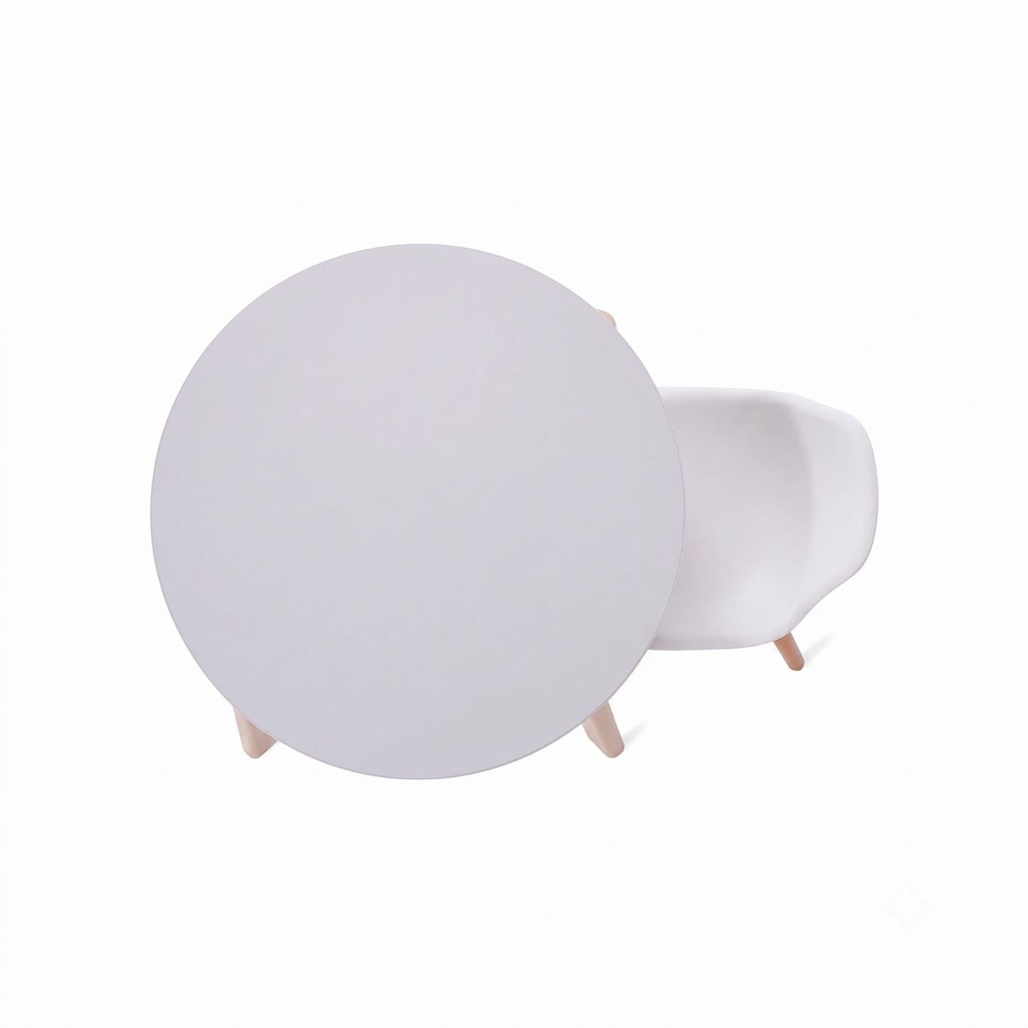 Mesa En Madera Infantil Redonda Blanca