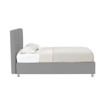 Base Cama Con Espaldar Semidoble Pretty  Gris Plata