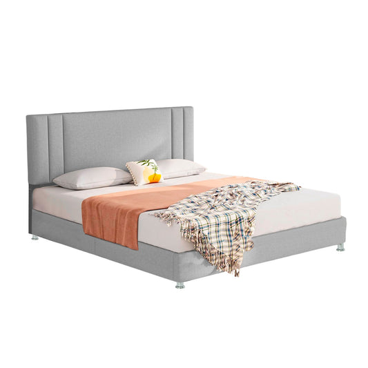 Base Cama con Espaldar + Colchon King Lupe  gris perla