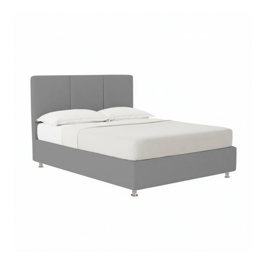 Base Cama Con Espaldar Sencillo Pretty  Gris Plata