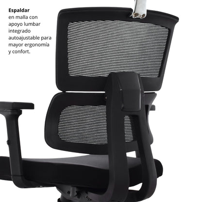 Silla De Oficina Lorient Premium Base Nylon 116X54X51 Negro