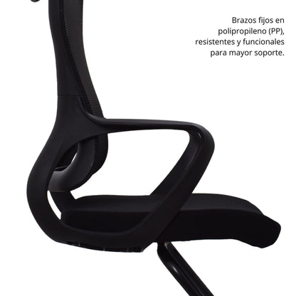 Silla De Oficina Slim Interlocutora Gerente 102X49X52 Negra