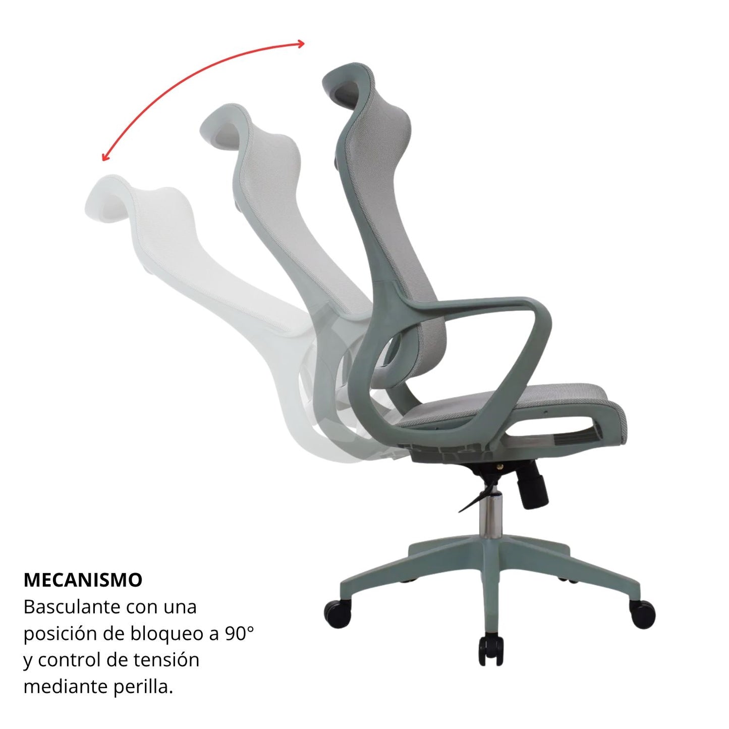 Silla De Oficina Slim Malla Presidente 139X48X52 Verde