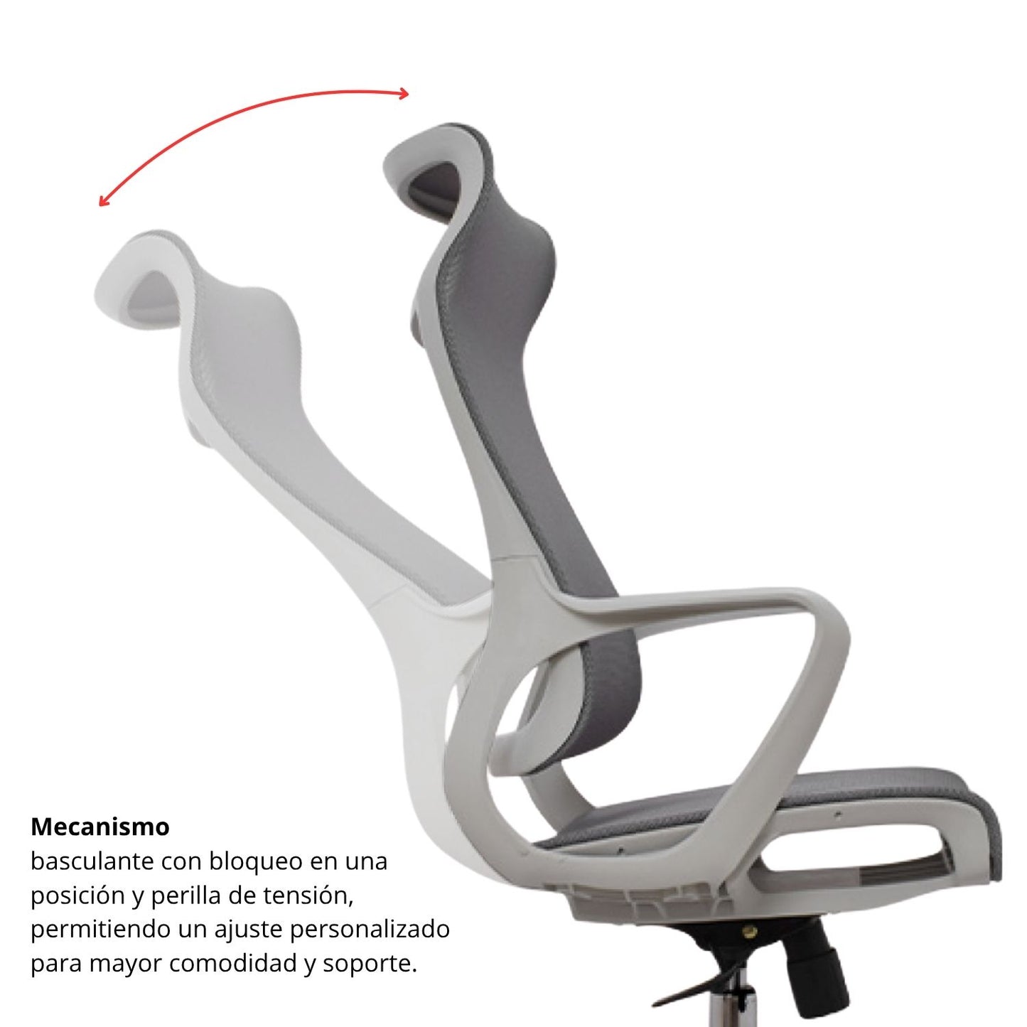 Silla De Oficina Slim Malla Presidente 139X48X52 Gris