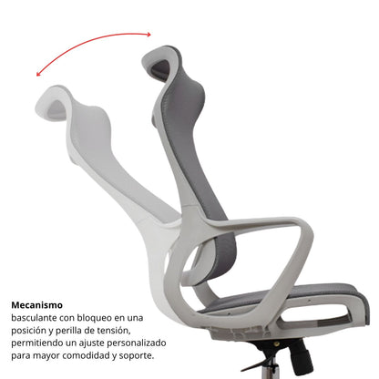 Silla De Oficina Slim Malla Presidente 139X48X52 Gris