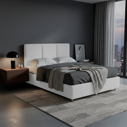 Base Cama Con Espaldar Queen Pretty  Blanco