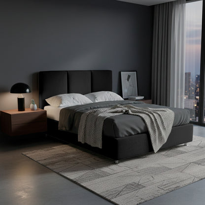 Base Cama Con Espaldar Doble Pretty  Negro