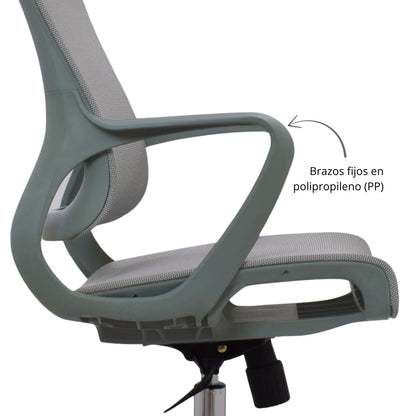 Silla De Oficina Slim Malla Presidente 139X48X52 Verde