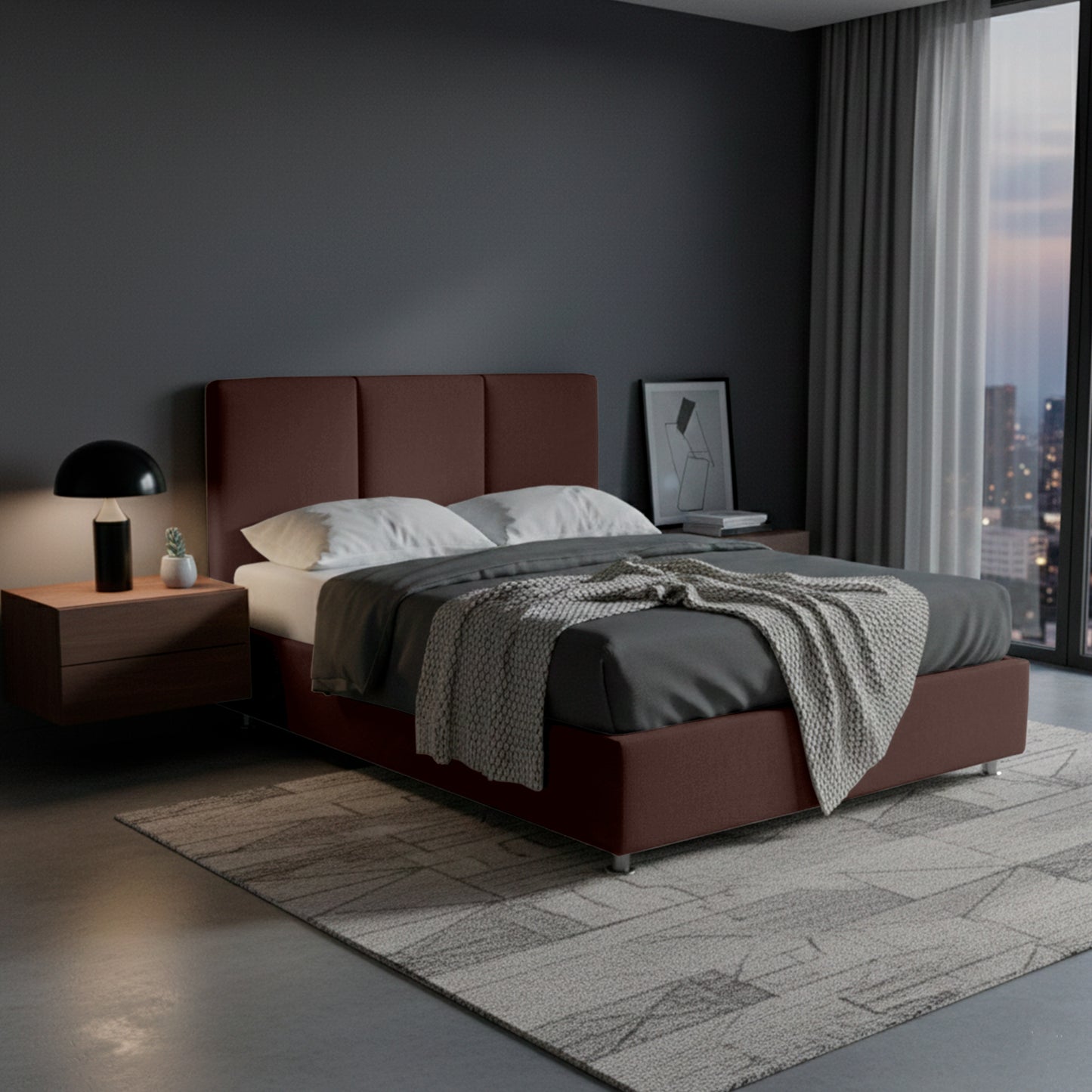 Base Cama Con Espaldar Queen Pretty  Cafe