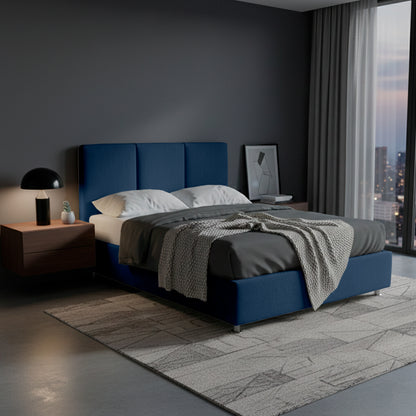 Base Cama Con Espaldar Doble Pretty  Azul