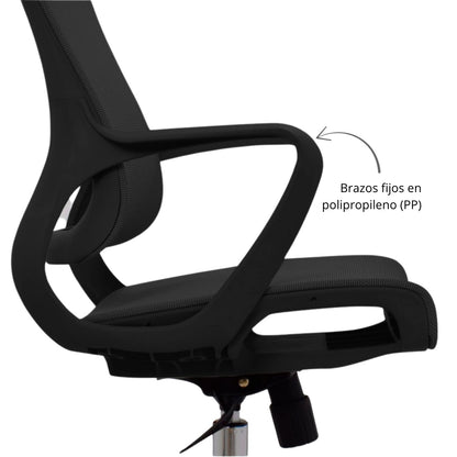 Silla De Oficina Slim Malla Presidente 139X48X52 Negra