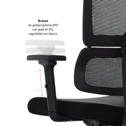 Silla De Oficina Lorient Premium Base Nylon 116X54X51 Negro