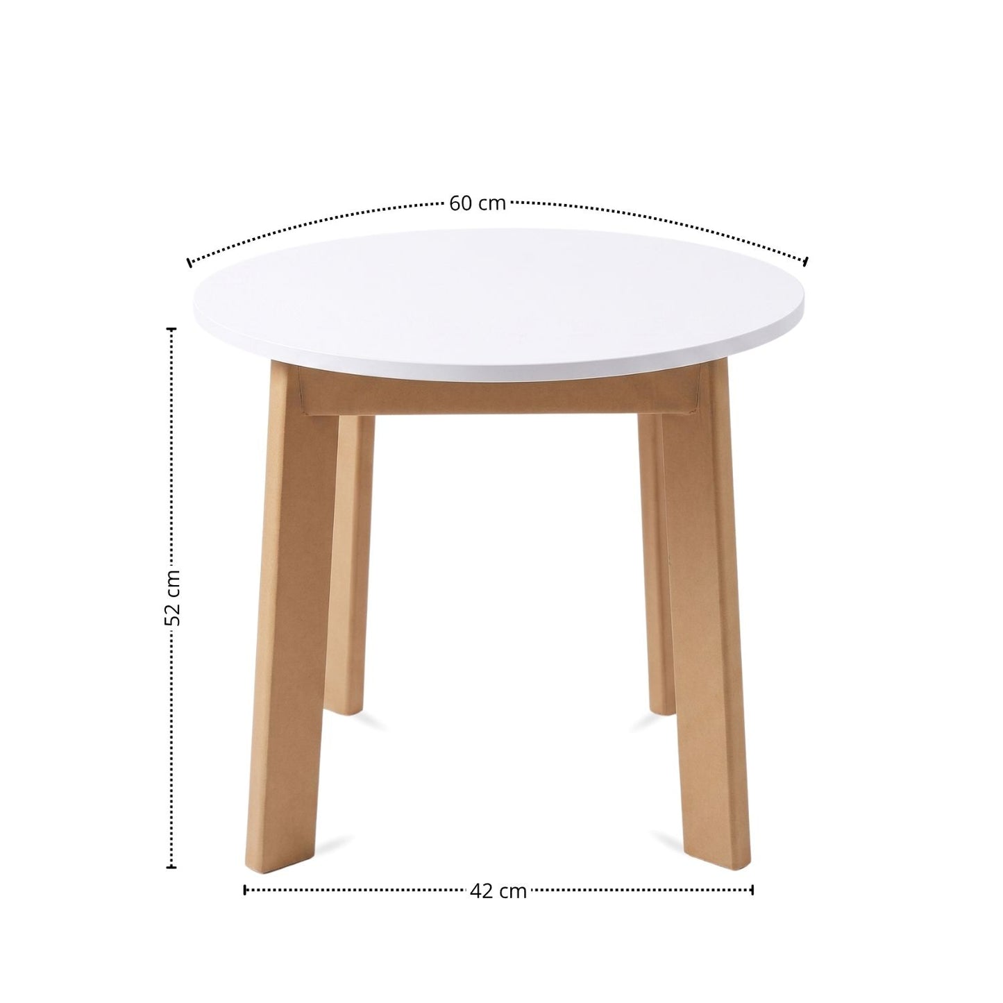 Mesa En Madera Infantil Redonda Blanca