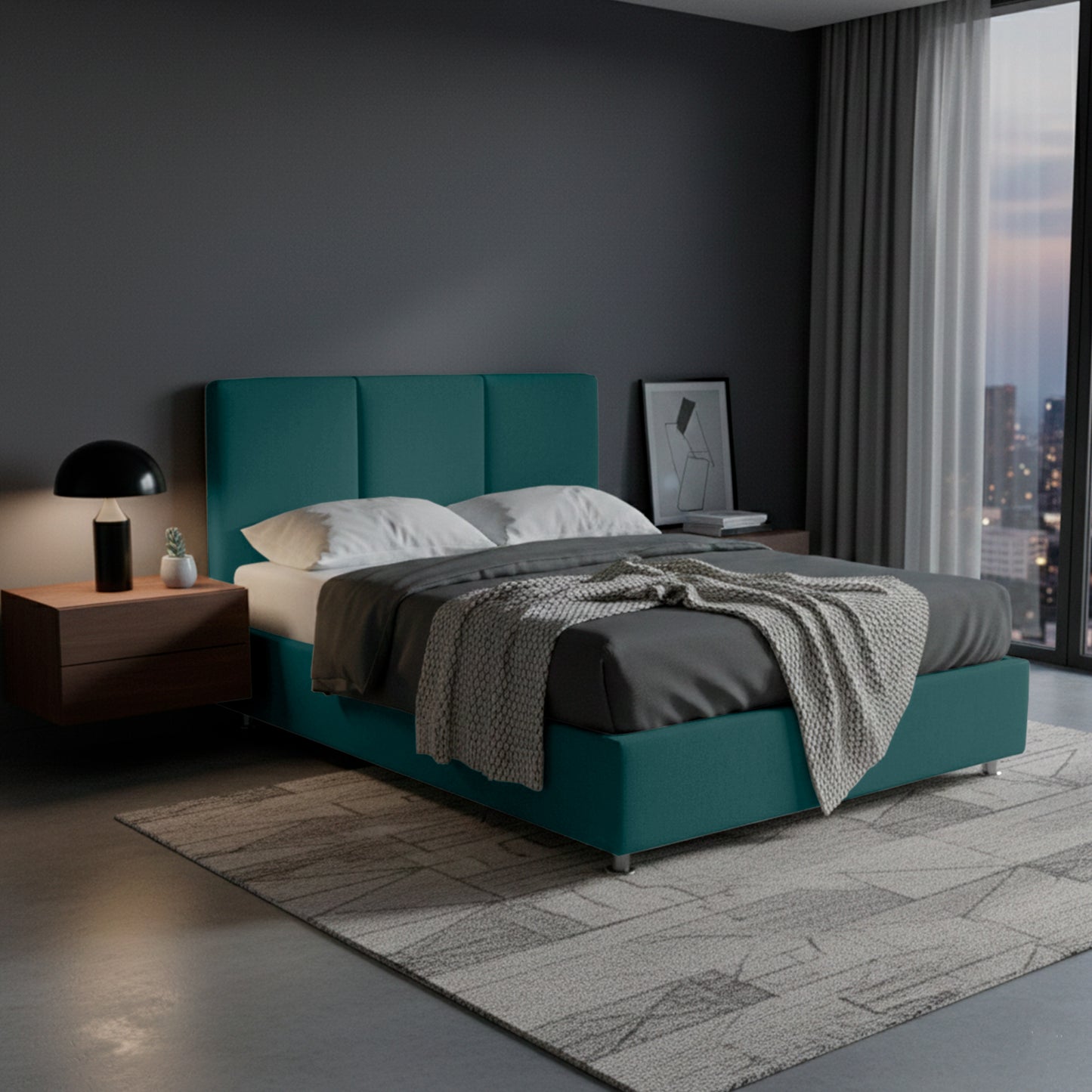 Base Cama Con Espaldar Queen Pretty  Verde