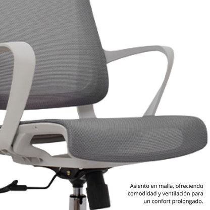 Silla De Oficina Slim Malla Presidente 139X48X52 Gris