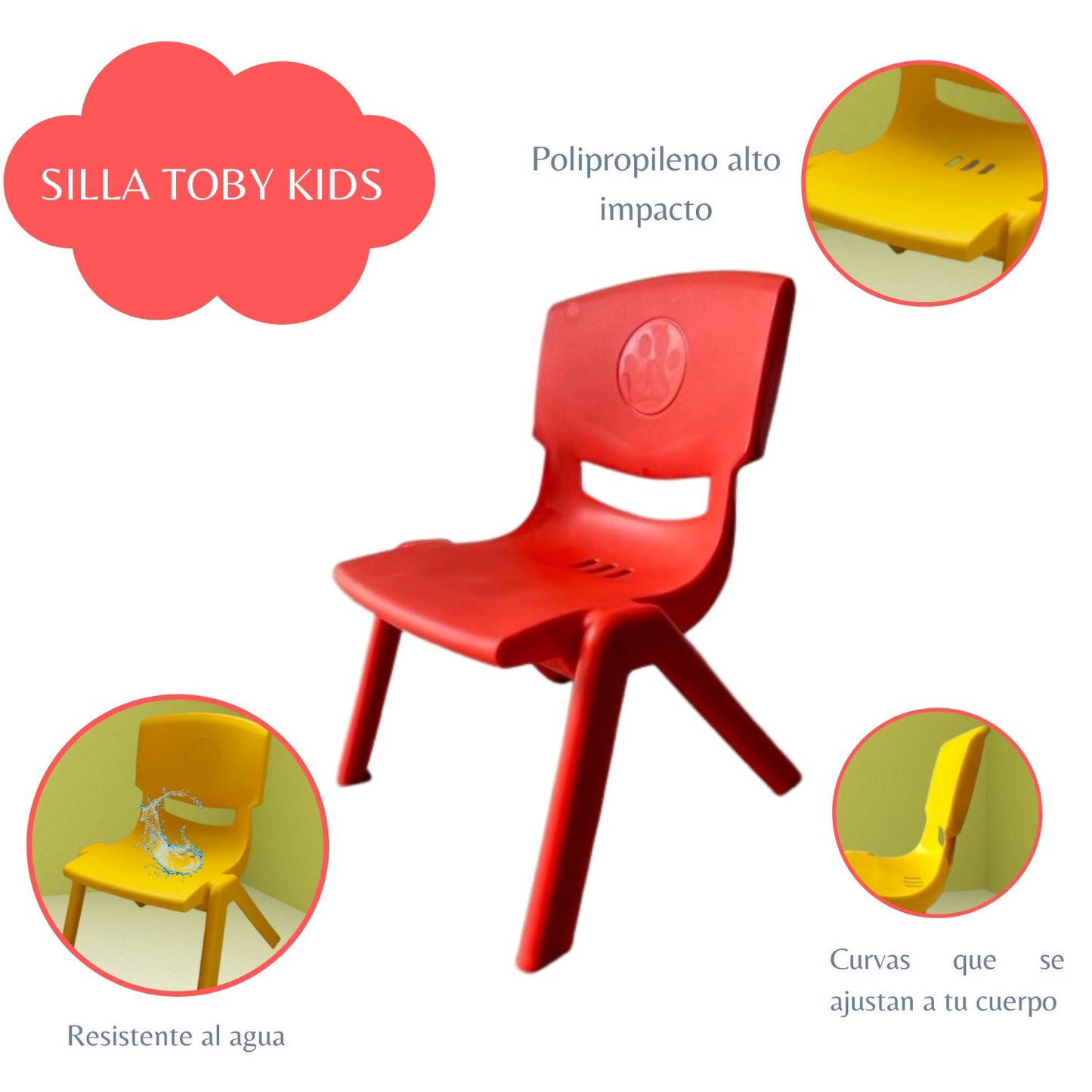 Silla Infantil Toby 51x35x40 rojo
