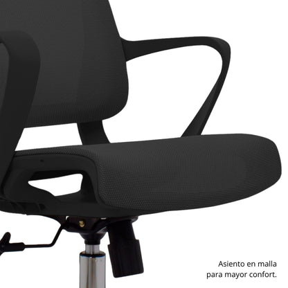 Silla De Oficina Slim Malla Presidente 139X48X52 Negra