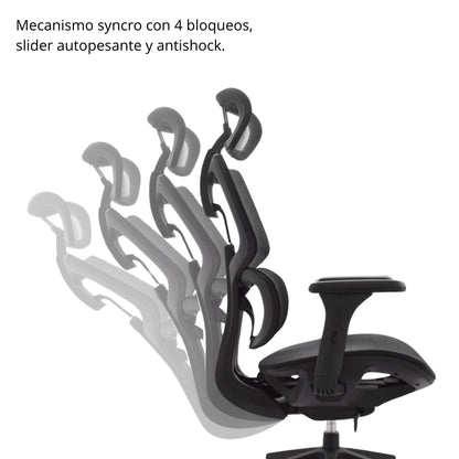 Silla De Oficina Emy 115X66X70 Negra
