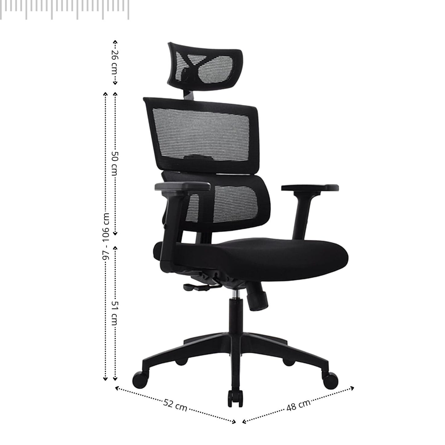 Silla De Oficina Lorient Premium Base Nylon 116X54X51 Negro