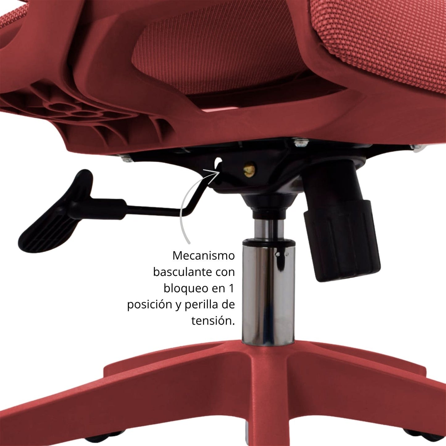 Silla De Oficina Slim Malla Presidente 139X48X52 Roja