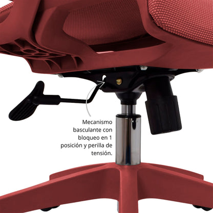 Silla De Oficina Slim Malla Presidente 139X48X52 Roja