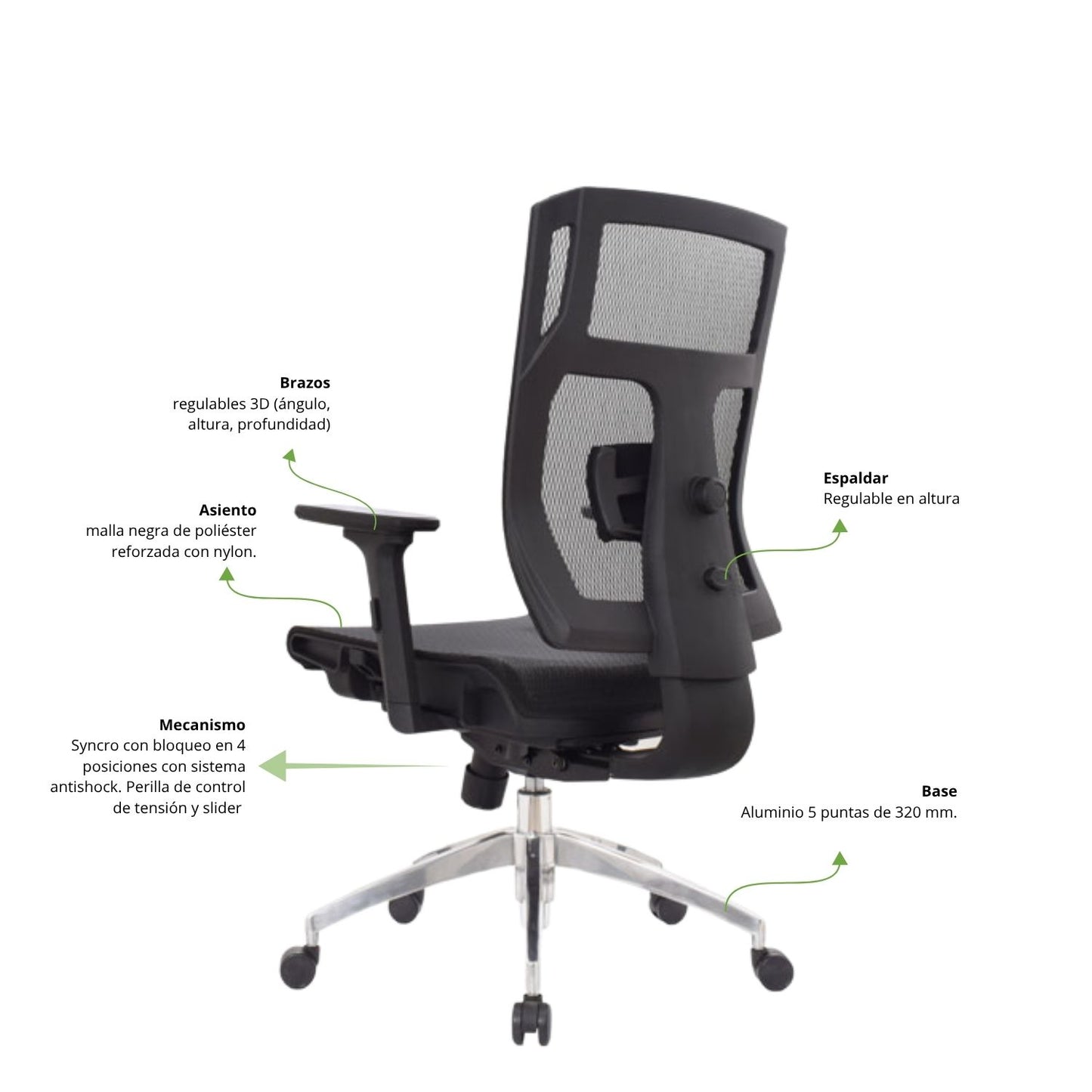 Silla De Oficina Lyd Gerente 113X47X51 Negra