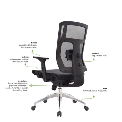 Silla De Oficina Lyd Gerente 113X47X51 Negra