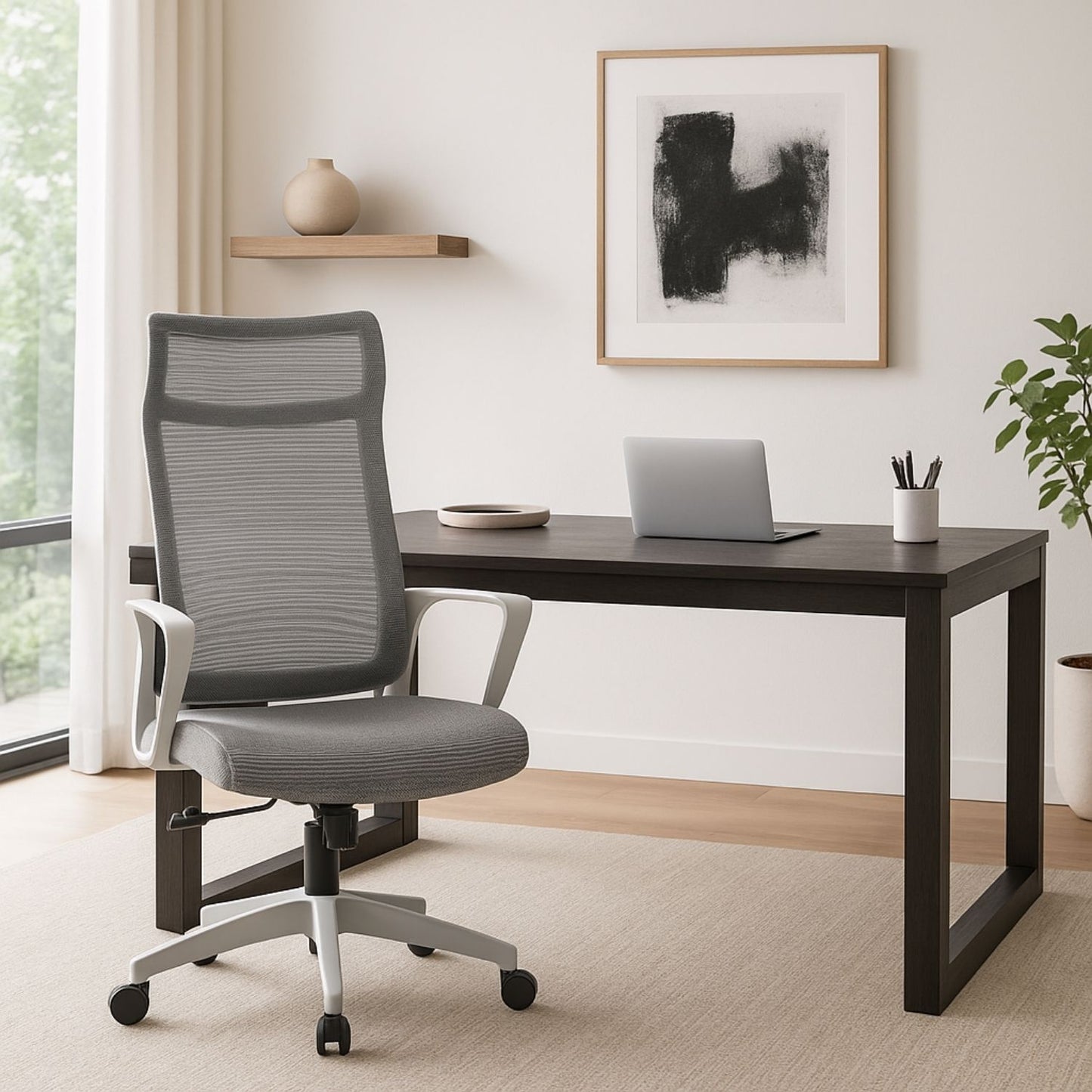 Silla De Oficina Slim Malla Presidente 139X48X52 Gris