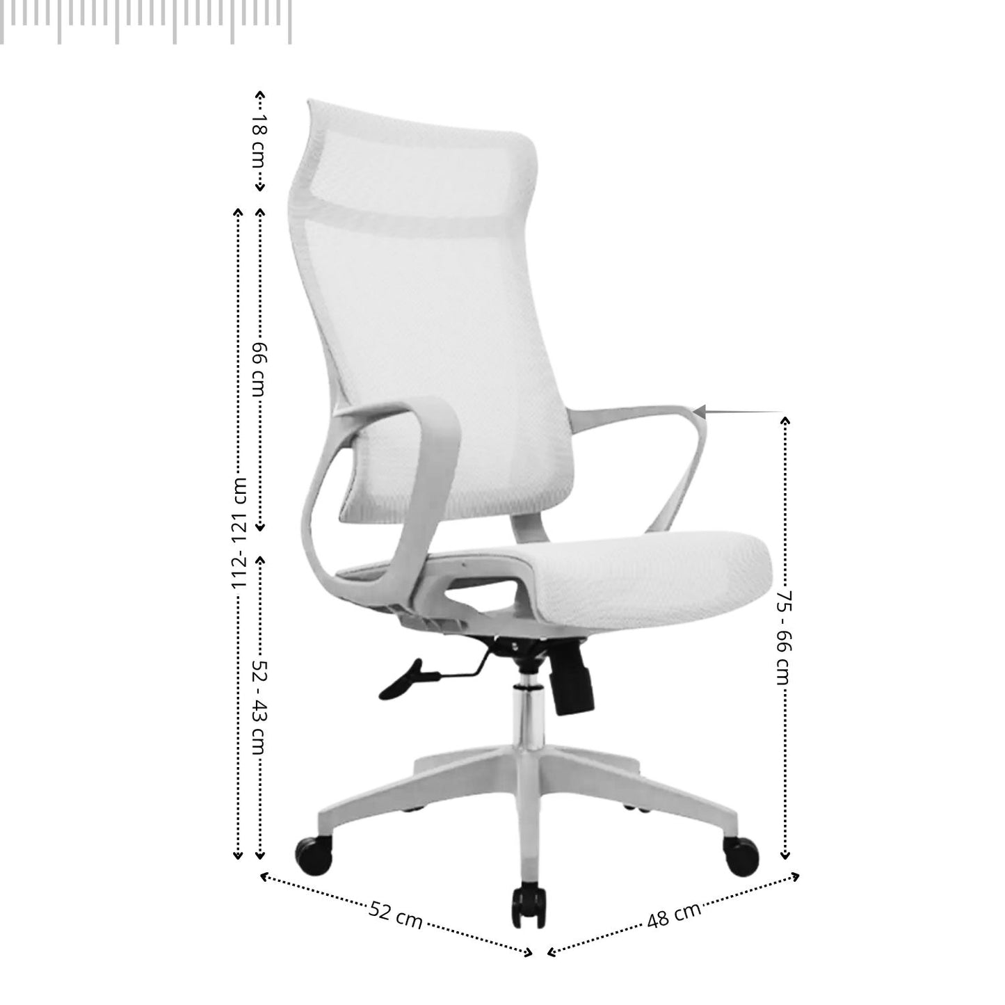 Silla De Oficina Slim Malla Presidente 139X48X52 Negra