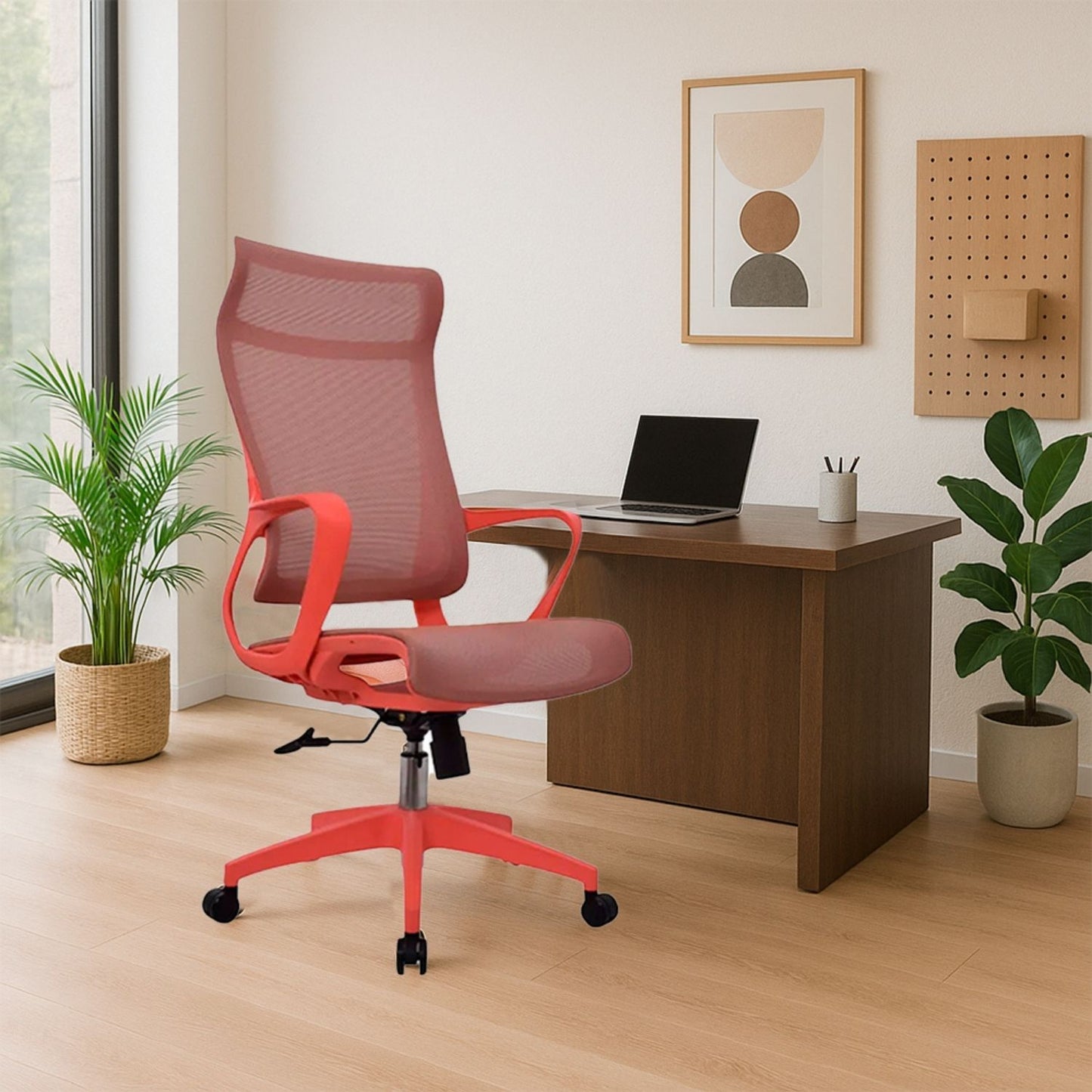 Silla De Oficina Slim Malla Presidente 139X48X52 Roja