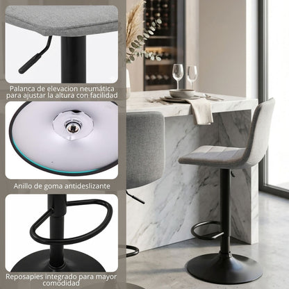 Silla De Barra Aki Tela Gris