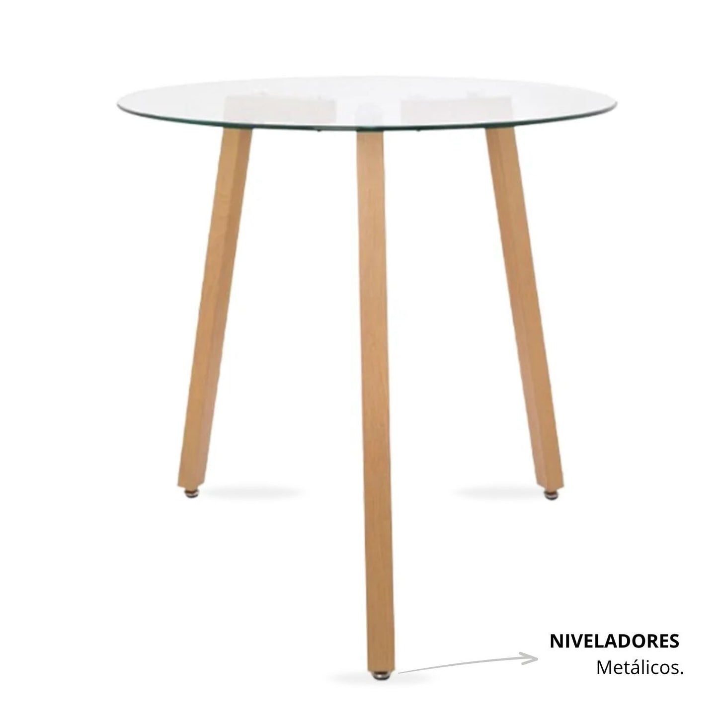 Mesa Redondo De Vidrio 3 Puestos 77X80X80