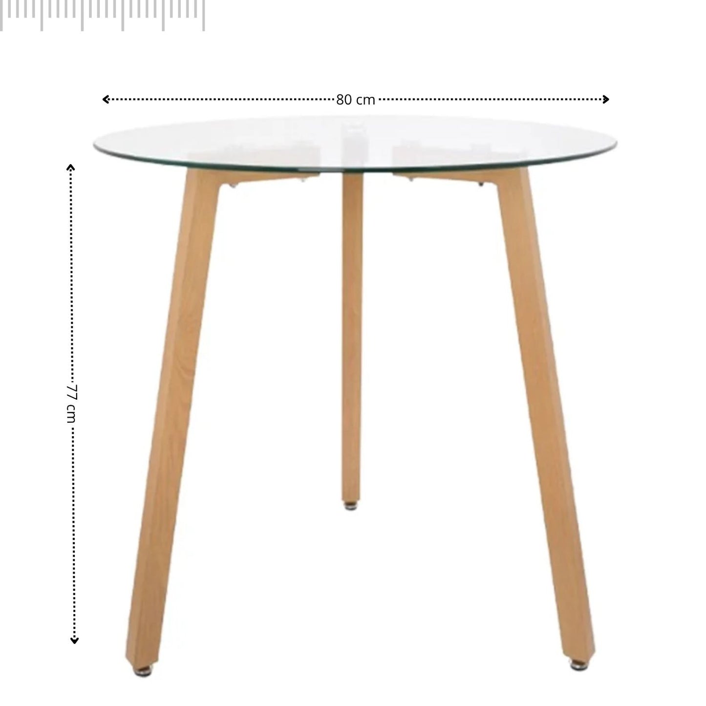 Mesa Redondo De Vidrio 3 Puestos 77X80X80