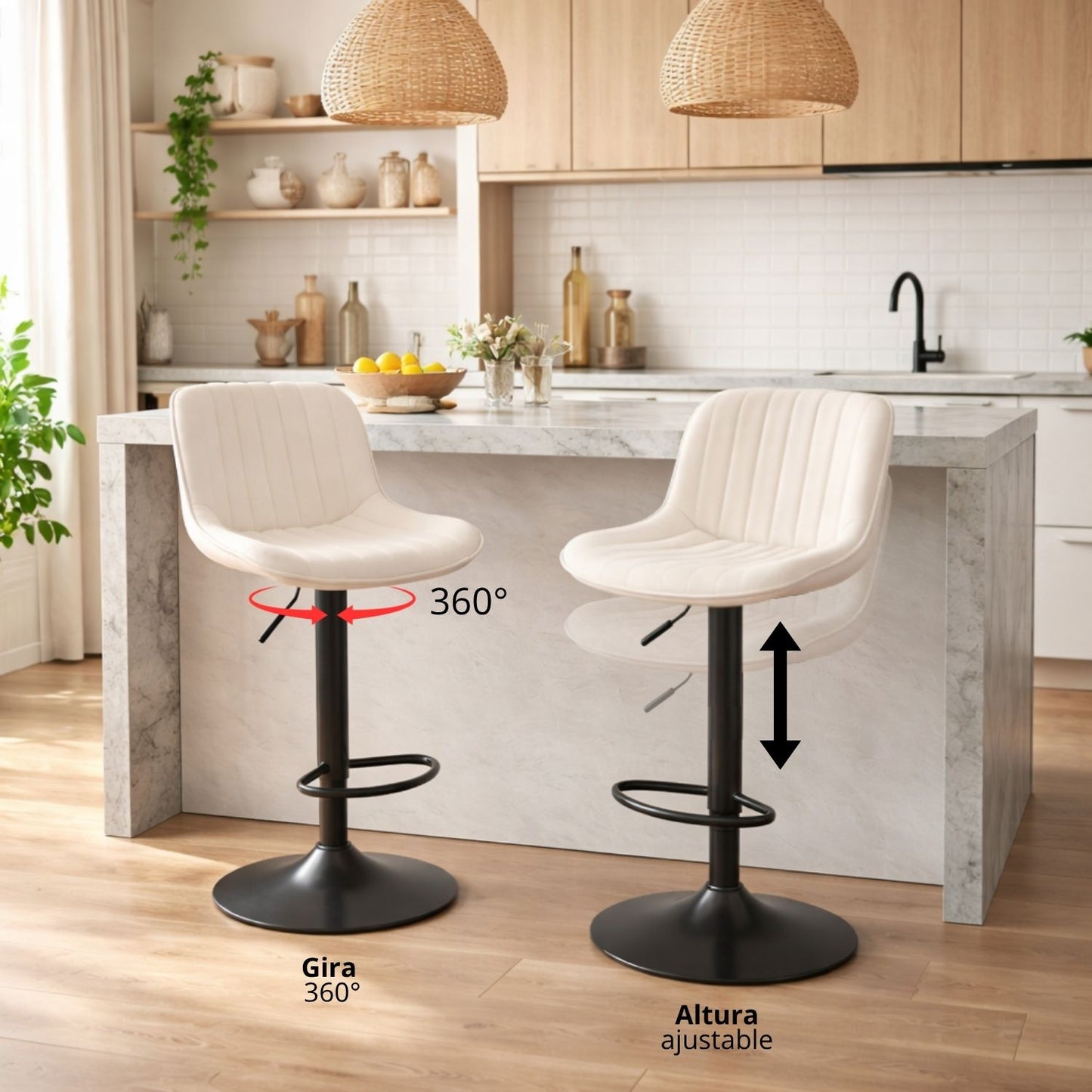 Silla De Barra Favil Tela Beige