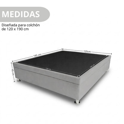 Base Cama Baúl Semidoble Gris Perla
