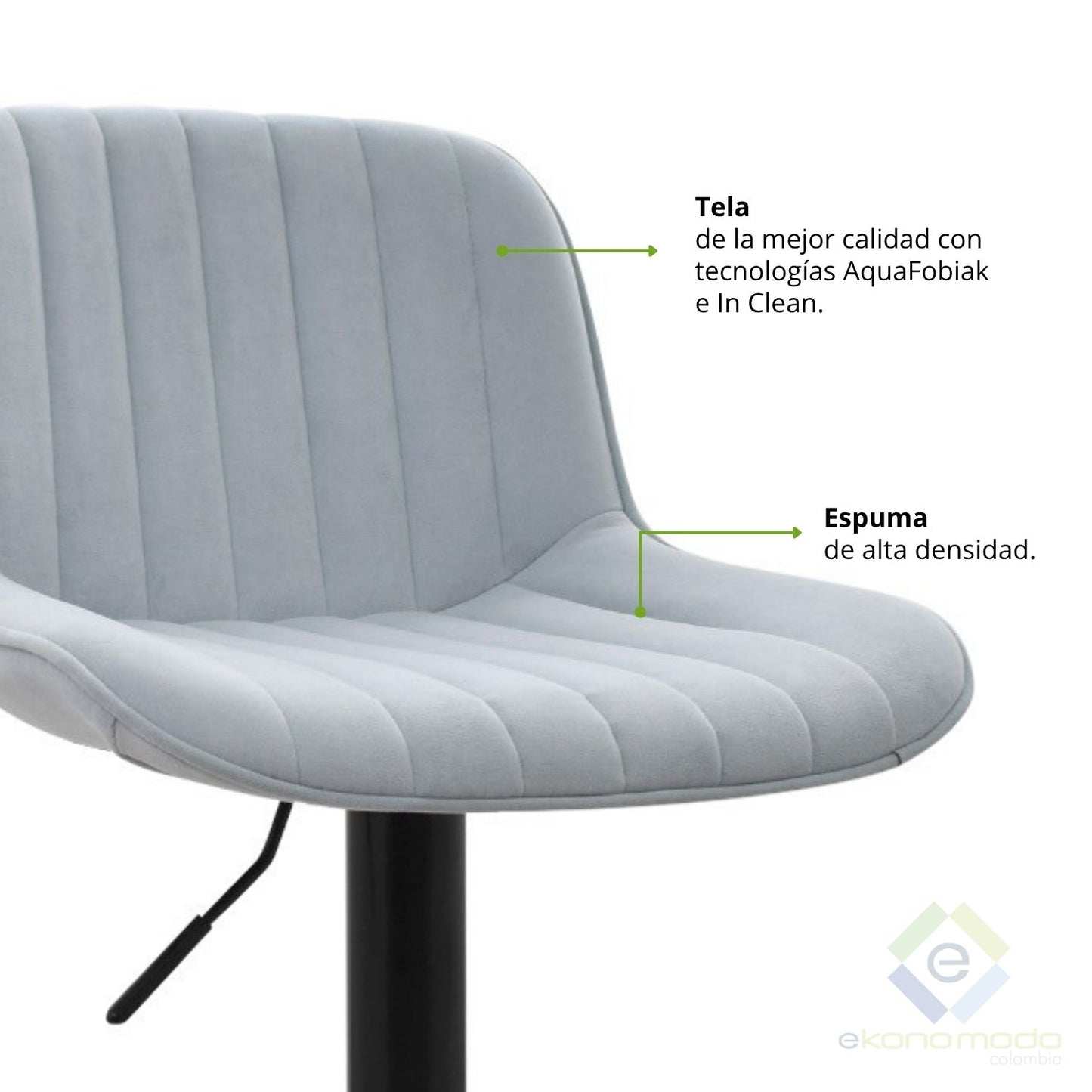 Silla De Barra Favil Tela Gris