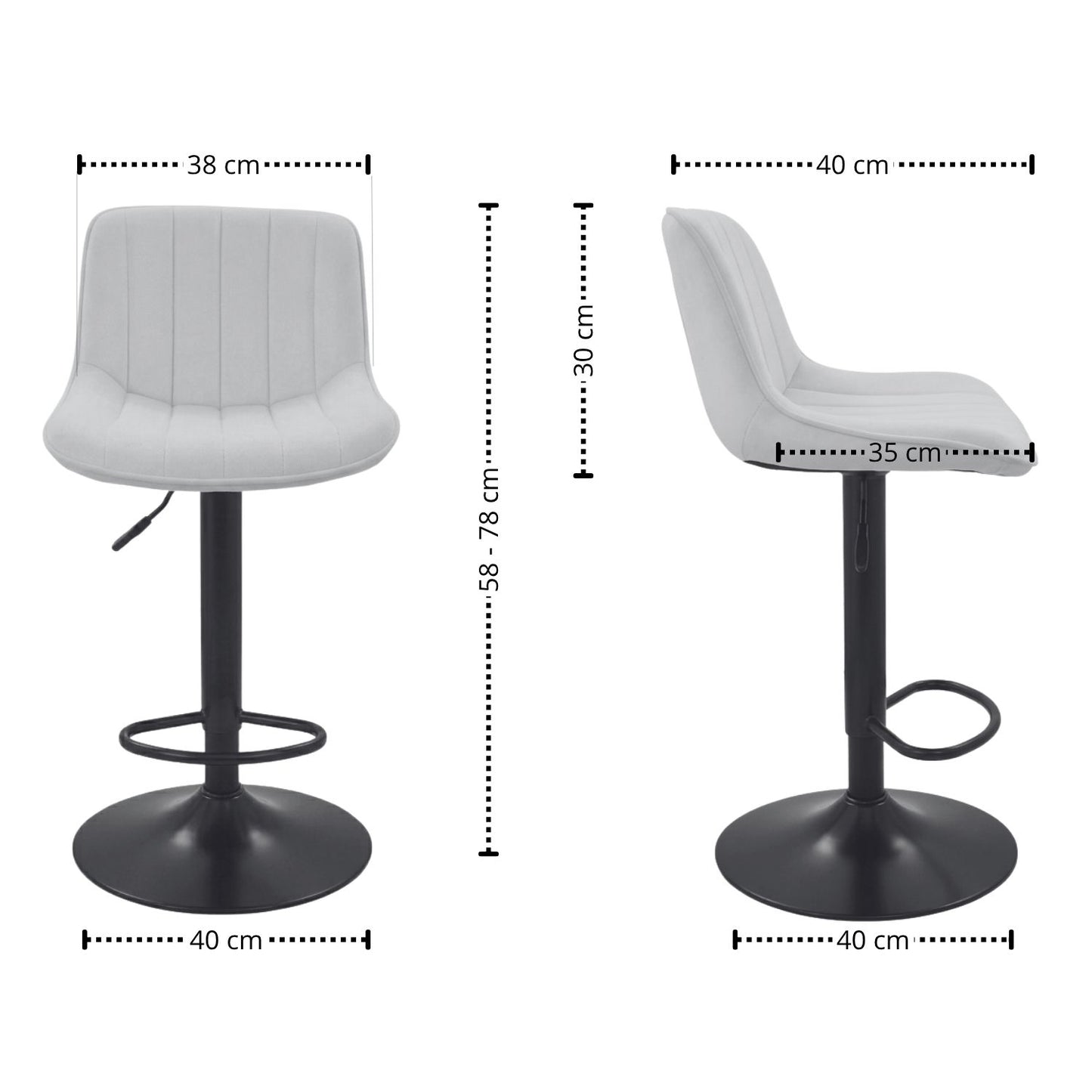 Silla De Barra Favil Tela Gris