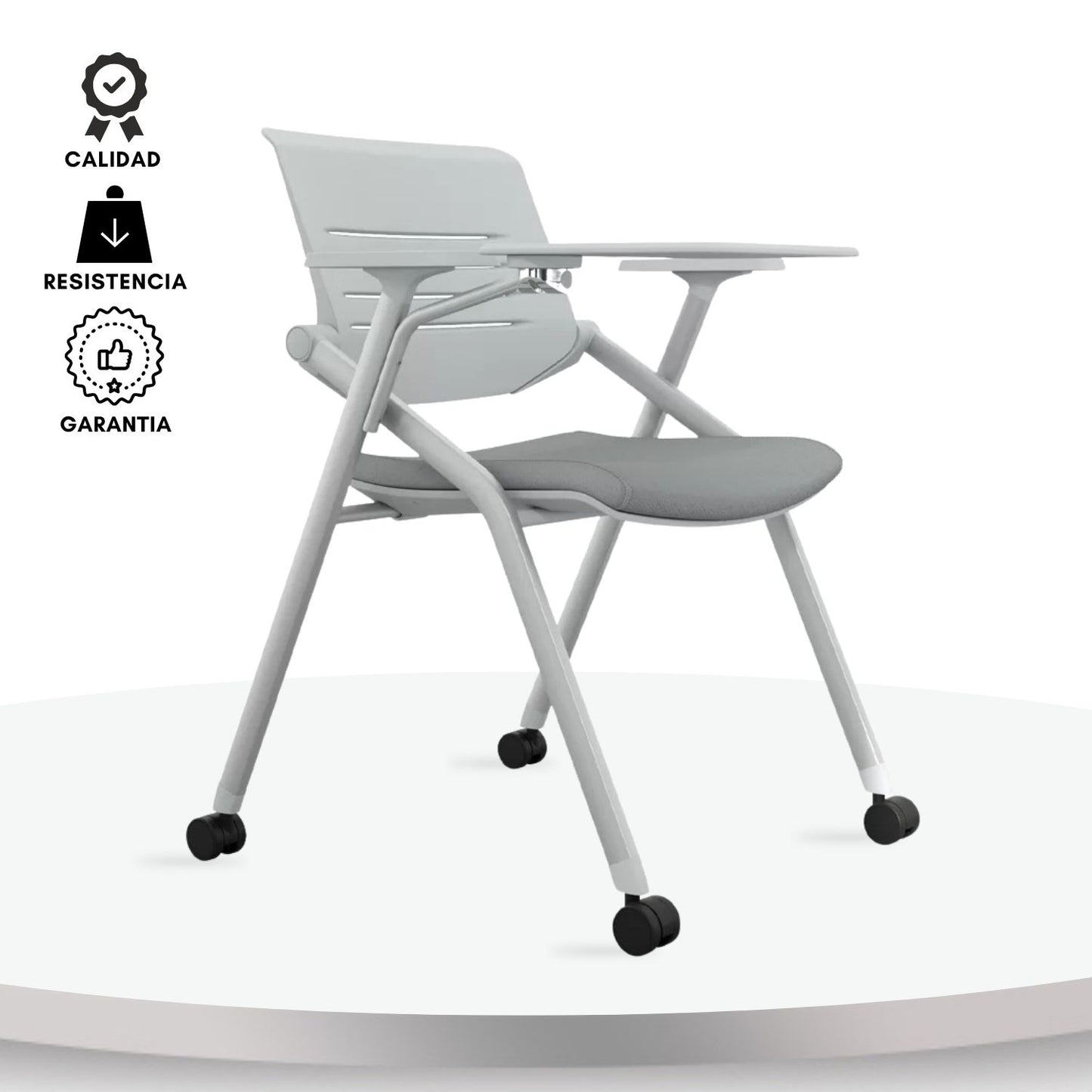Silla Universitaria Nexa Con Tablero Y Rodachines Gris