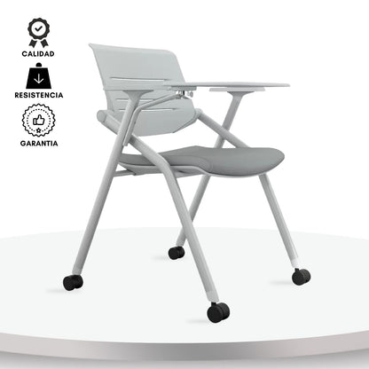 Silla Universitaria Nexa Con Tablero Y Rodachines Gris