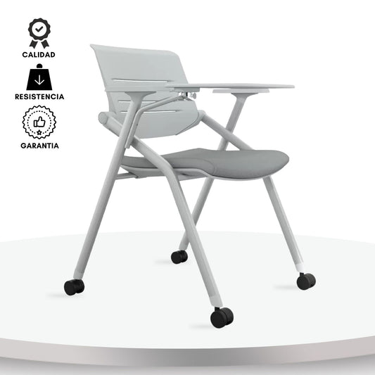 Silla Universitaria Nexa Con Tablero Y Rodachines Gris