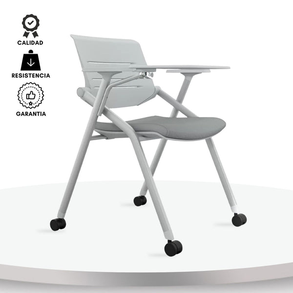 Silla Universitaria Nexa Con Tablero Y Rodachines Gris