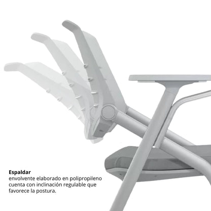 Silla Universitaria Nexa Con Tablero Y Rodachines Gris