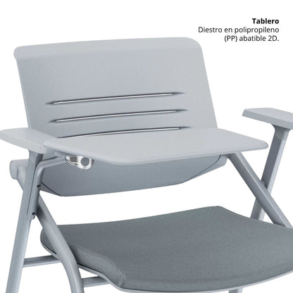 Silla Universitaria Nexa Con Tablero Y Rodachines Gris